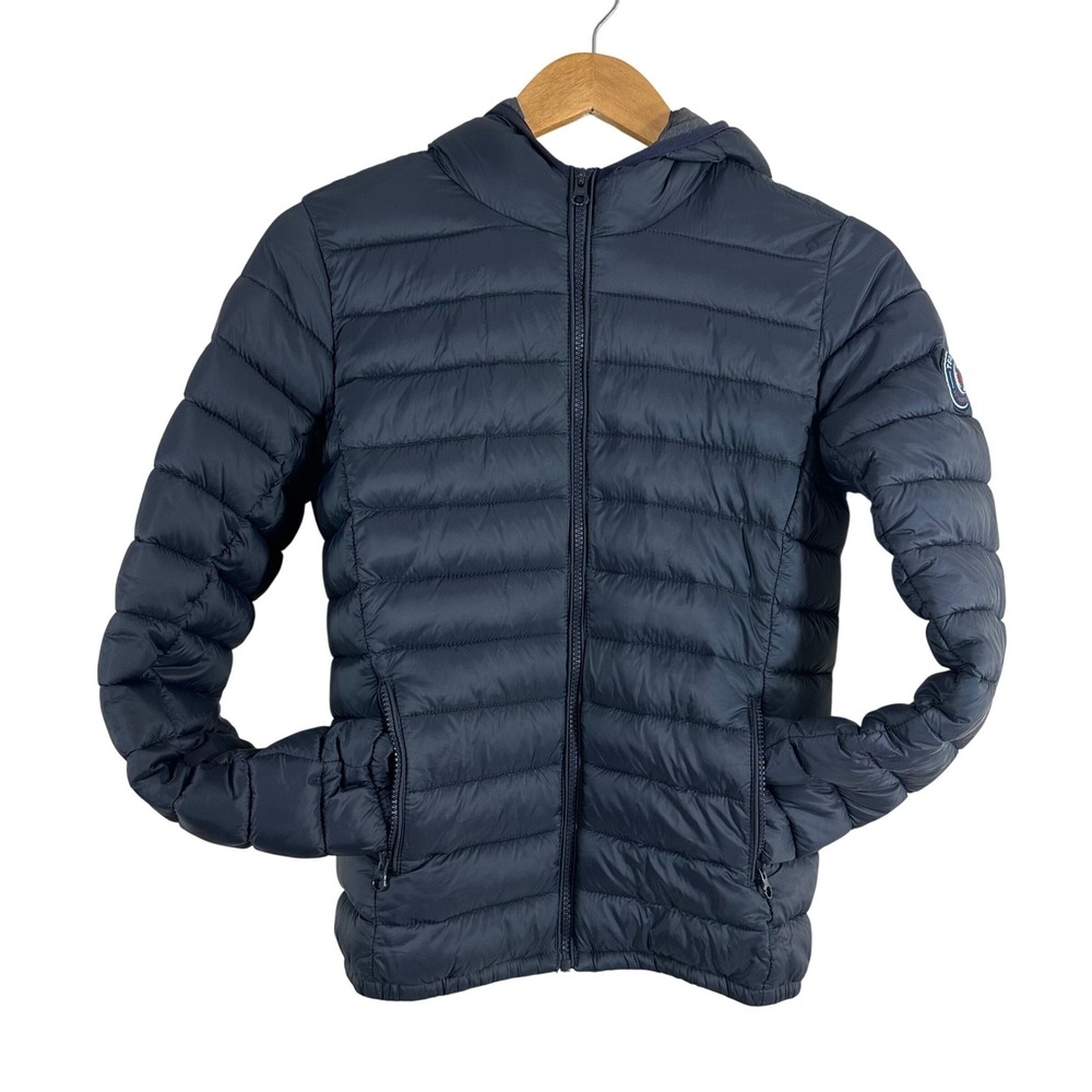 Teddy Smith Boys Navy Blue Hooded Puffer Jacket Size 14 Quilted Full Zip‎ Coat